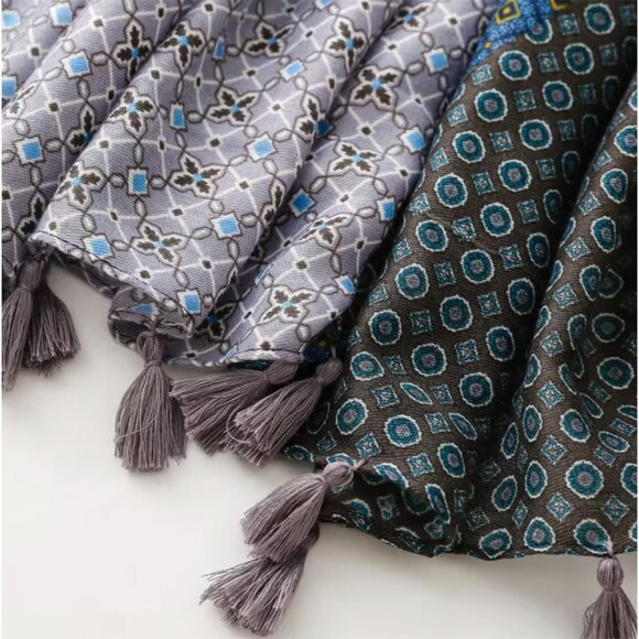Scarves for Women | Women Summer Festival Scarf Shawls and Wraps Blue Gray Gift - Picture 4 of 4